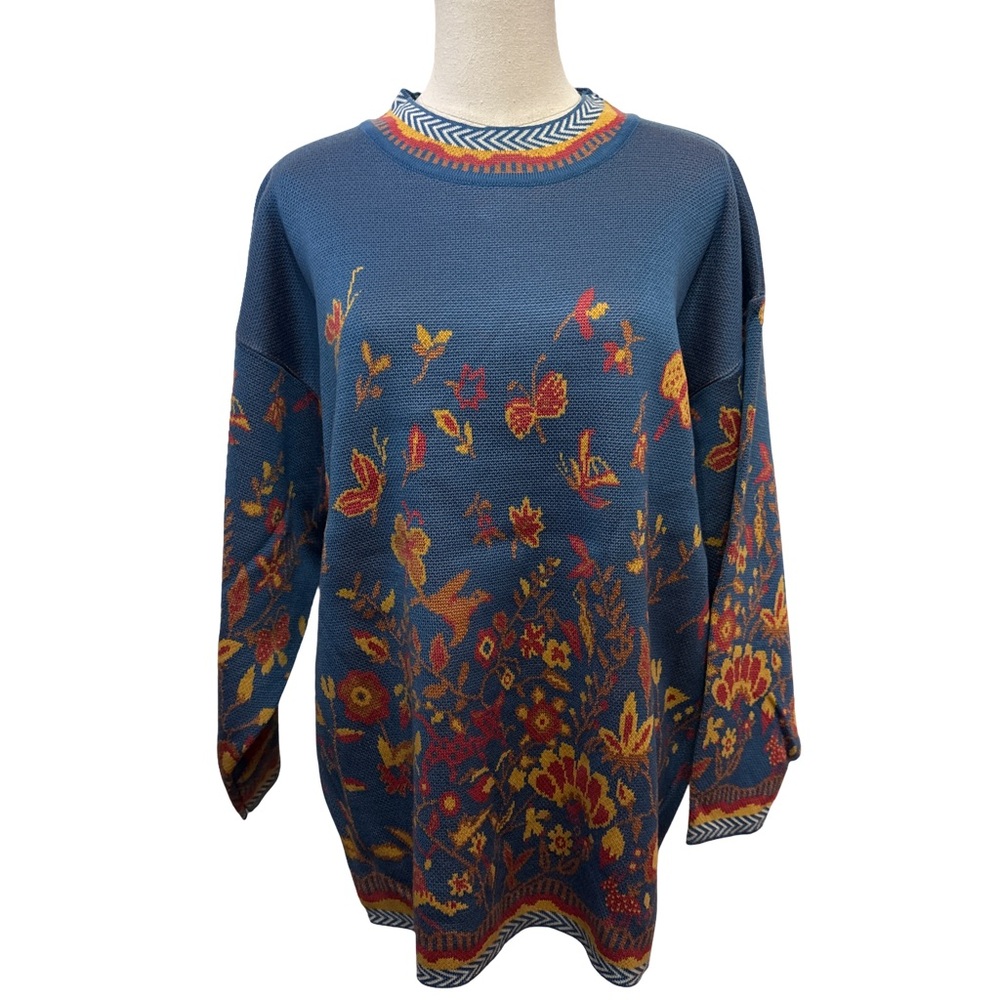Vintage Floral Patterned Sweater - size L/XL
